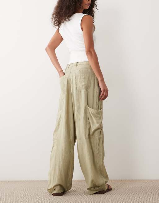 ASOS DESIGN Oversize-Ballonhose mit Taschendetails in Stone, 3 von 5