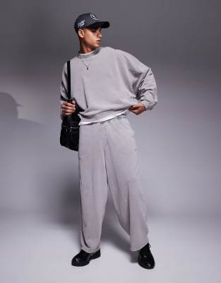 Asos Design Oversize Balloon Sweatpants In Washed Gray - Part Of A Set