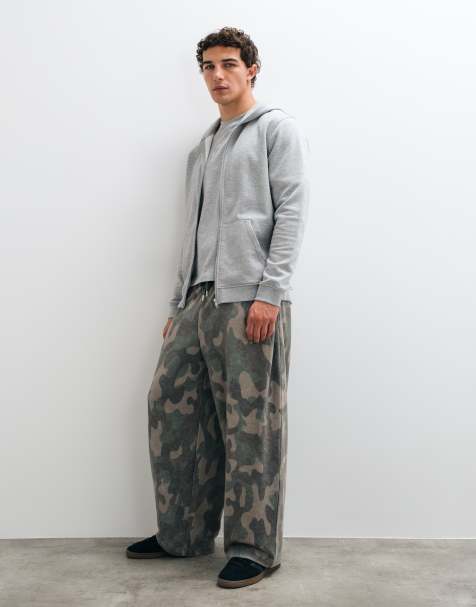 ASOS DESIGN oversize balloon z zakładką w szarym wzorze camo - view 1