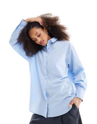 ASOS DESIGN - Oversize-Baumwollhemd in Hellblau