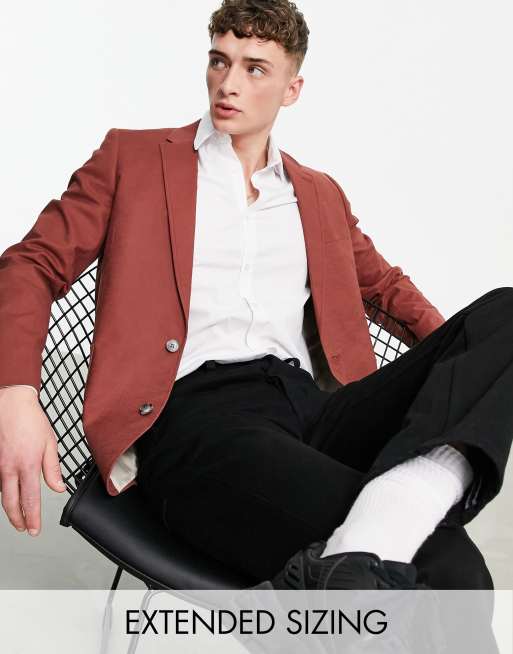 ASOS DESIGN – Oversize-Blazer aus Leinen-Mix in Rostrot
