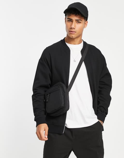 ASOS DESIGN – Oversize-Bomberjacke aus Jersey, in Schwarz