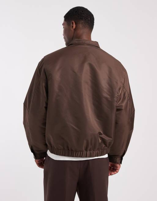 ASOS DESIGN – Oversize-Bomberjacke in Braun mit Stehkragen, 3 von 6