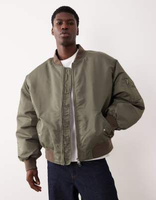 Oversize-Bomberjacke in Khaki-Grün Grün M