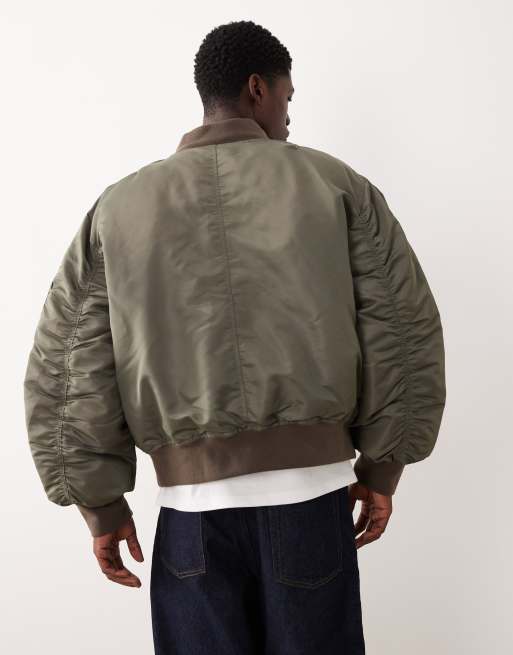 ASOS DESIGN – Oversize-Bomberjacke in Khaki , 3 von 5