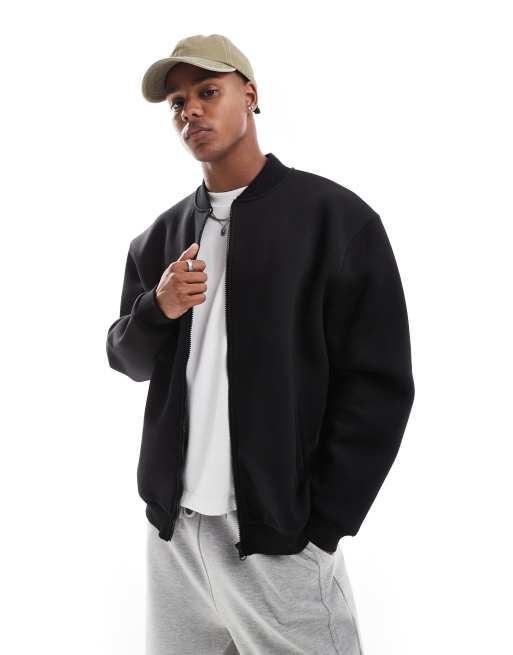 ASOS DESIGN – Oversize-Bomberjacke in schwarzer Neopren-Optik