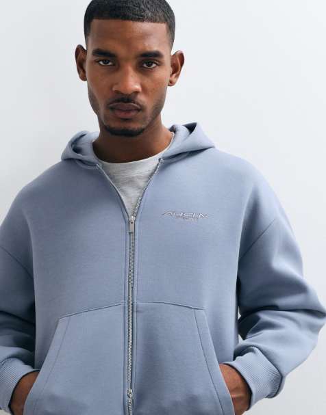 ASOS DESIGN oversize boxig huvtröja med broderat tryck i scuba-liknande tyg i brun - view 1