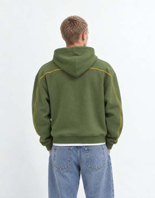 ASOS DESIGN oversize boxig huvtröja med dragkedja, piping och tryck, 7 av 10