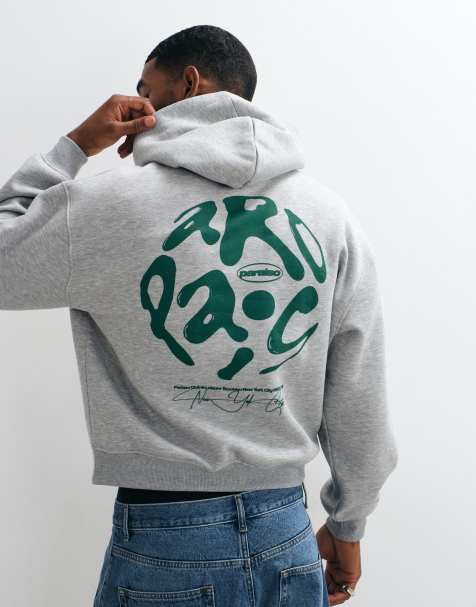 ASOS DESIGN oversize boxig huvtröja med pigmenttryck i gråmelerad - view 1