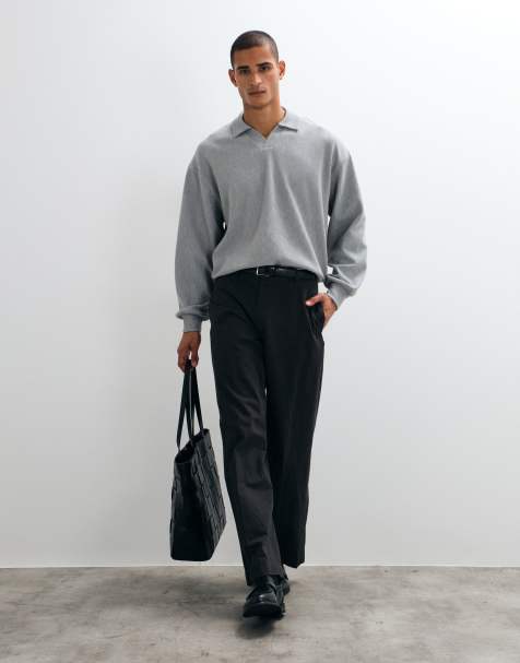 ASOS DESIGN oversize boxig pikétröja i gråmelerad - view 1