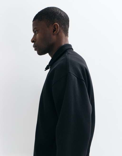 ASOS DESIGN oversize boxy polo z krótkim zamkiem w czerni, 5 z 10