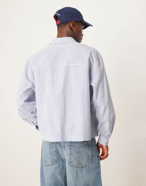 ASOS DESIGN - Chemise oversize coupe carrée à carreaux - Bleu