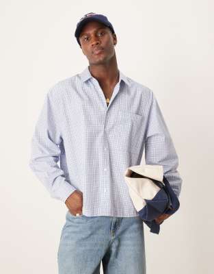 Asos Design Oversize Boxy Shirt In Blue