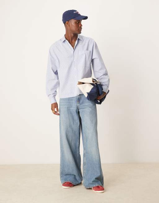 ASOS DESIGN - Chemise oversize coupe carrée à carreaux - Bleu