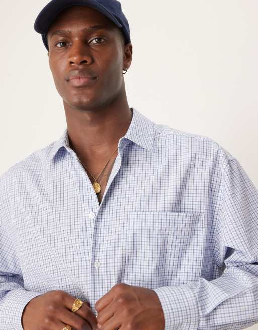 ASOS DESIGN - Chemise oversize coupe carrée à carreaux - Bleu