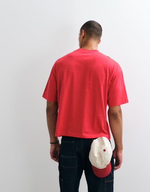 ASOS DESIGN oversize boxy T-shirt z grafiką street w czerwieni, 5 z 5