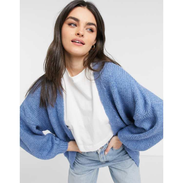 ASOS DESIGN relaxed boucle cardigan in petrol blue