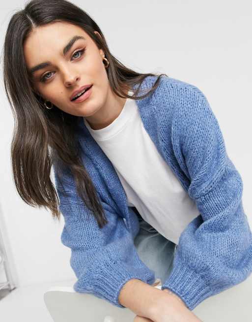 ASOS DESIGN relaxed boucle cardigan in petrol blue