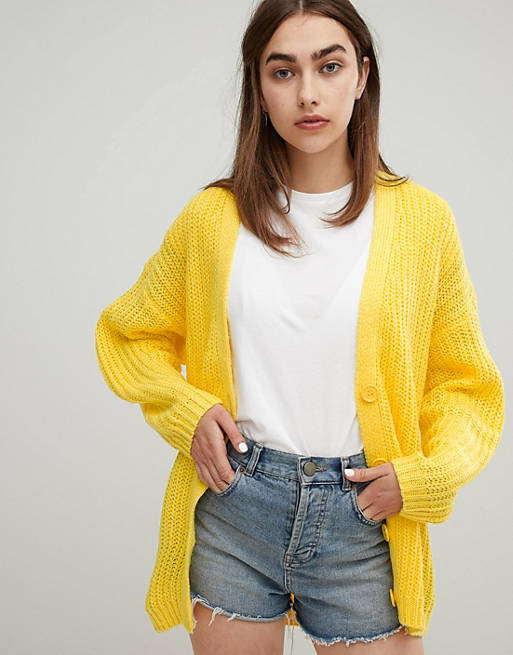 ASOS DESIGN oversize cardigan in chunky rib with buttons