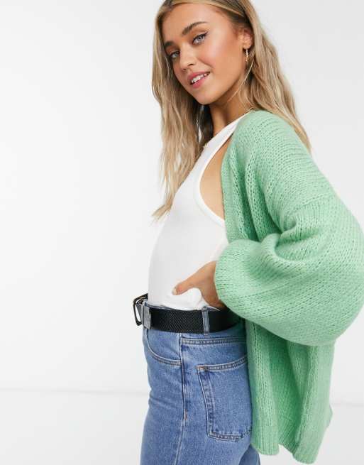 ASOS DESIGN oversized cardigan with pockets in green