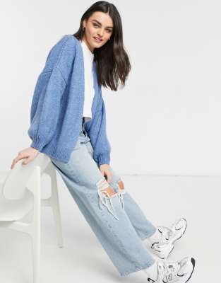 blue oversized cardigan