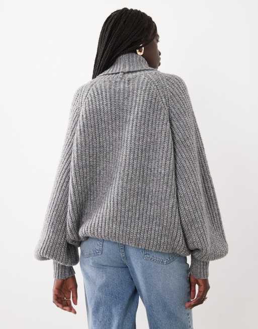 ASOS DESIGN Oversize-Cardigan mit Schal-Kragen in Graumeliert, 4 von 4