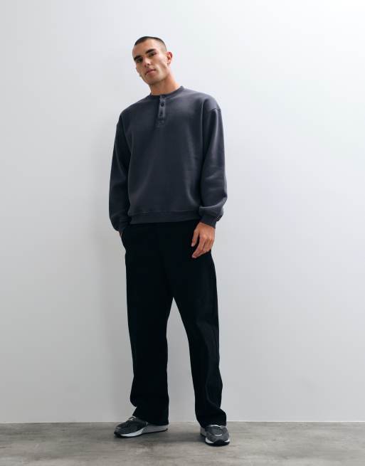 ASOS DESIGN oversize con collo serafino e impunture a contrasto in antracite, 4 di 5