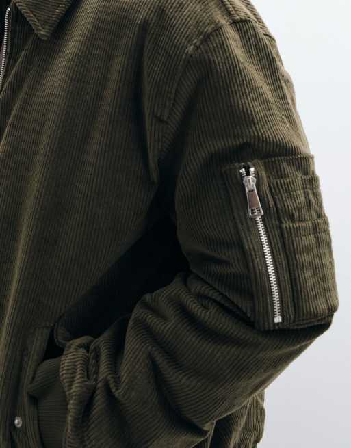 ASOS DESIGN Oversize-Cord-Bomberjacke in Khaki, 4 von 5