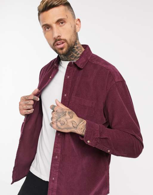 ASOS DESIGN – Oversize-Cordhemd im 90er-Jahre-Look in Weinrot, 3 von 4