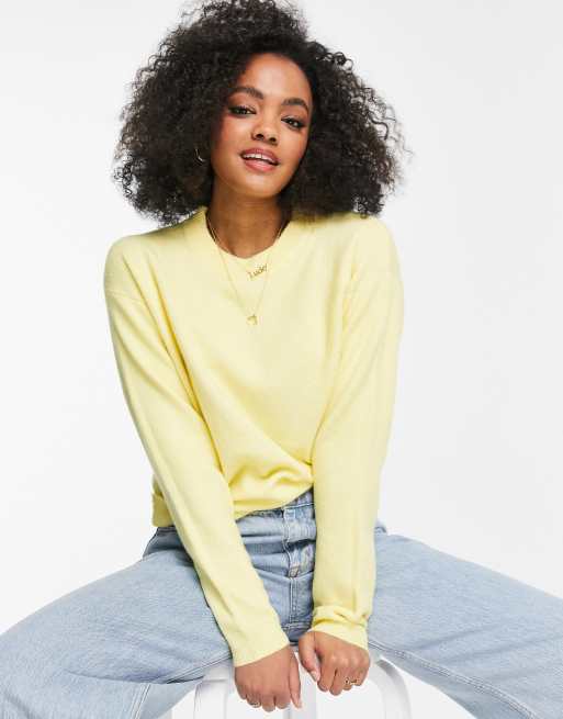 ASOS DESIGN oversize crew neck jumper in yellow | ASOS