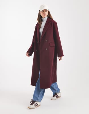 ASOS DESIGN - Oversize-Dad-Mantel in Burgunderrot