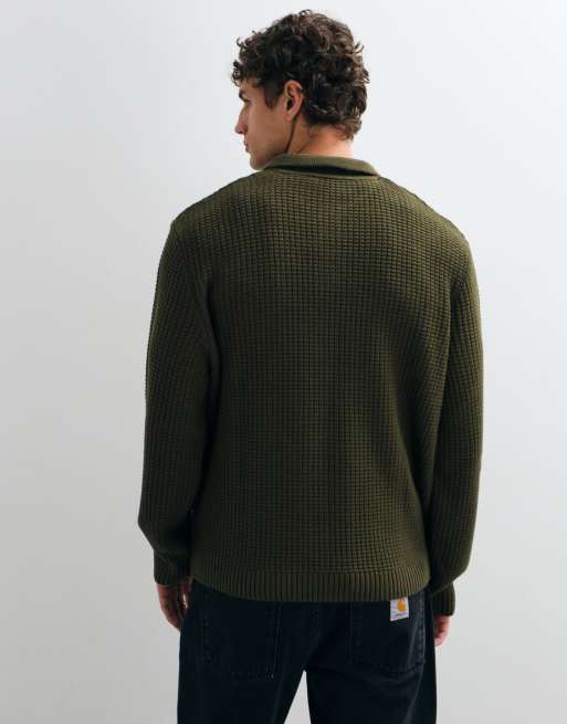 ASOS DESIGN oversize dzianinowe polo w kolorze khaki, 2 z 5