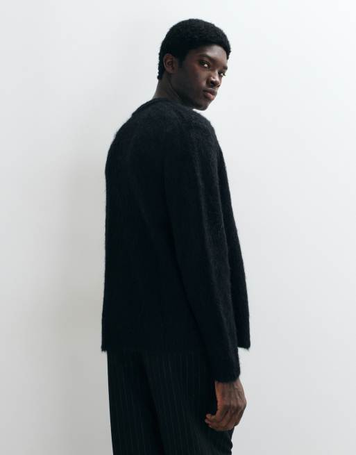 ASOS DESIGN oversize dzianinowy kardigan z moheru w kolorze czarnym, 5 z 5