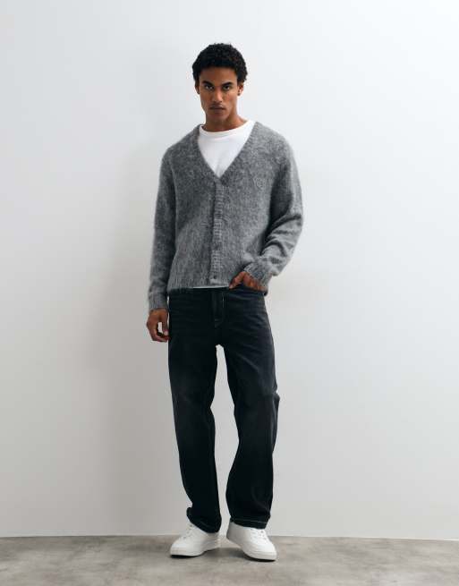 ASOS DESIGN oversize dzianinowy kardigan z moheru w kolorze szarym, 2 z 9