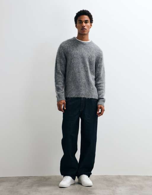 ASOS DESIGN oversize dzianinowy sweter z moheru w kolorze szarym, 2 z 10