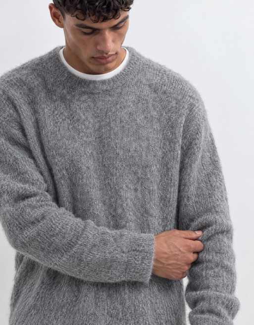 ASOS DESIGN oversize dzianinowy sweter z moheru w kolorze szarym, 8 z 10