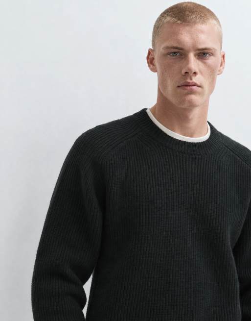 ASOS DESIGN oversize dzianinowy sweter z okrągłym dekoltem w kolorze czarnym, 6 z 10