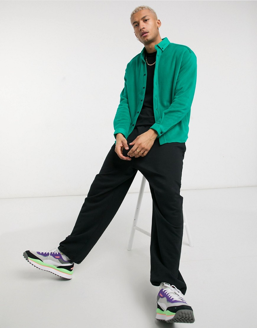 ASOS DESIGN – Oversize-Fleecehemd im Stil der 90er in Hellgrün