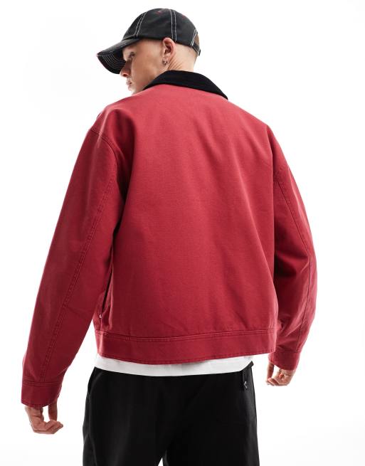 ASOS DESIGN – Oversize-Harrington-Jacke in verwaschenem Rot, 4 von 4