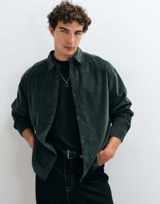 ASOS DESIGN Oversize-Hemd aus Cord in Dunkelgrün, 2 von 5