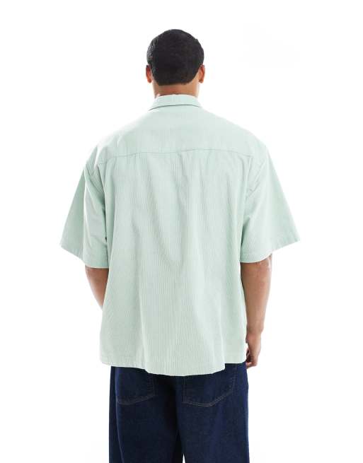 ASOS DESIGN – Oversize-Hemd aus Cord in Grün mit Aufnäher, 3 von 5