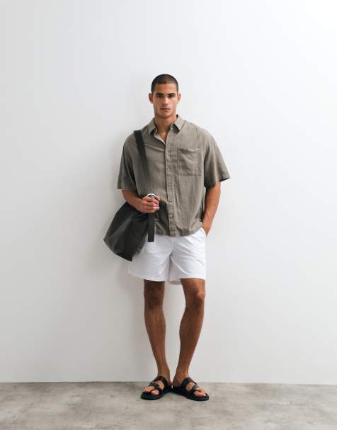 ASOS DESIGN – Oversize-Hemd aus Leinenmix in Hellbraun, Kombiteil - view 1