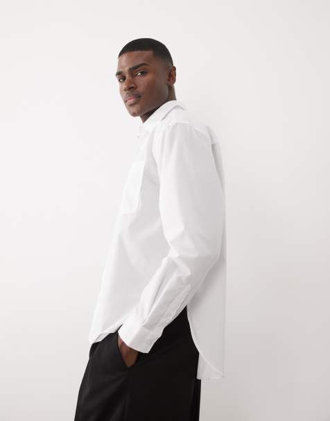 ASOS DESIGN – Oversize-Hemd aus Popeline in Weiß mit abgerundetem Saum - view 1