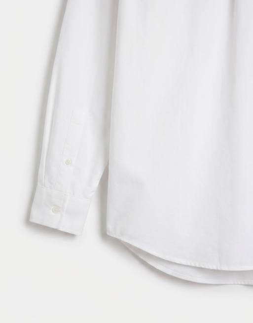 ASOS DESIGN – Oversize-Hemd aus Popeline in Weiß mit abgerundetem Saum, 9 von 9