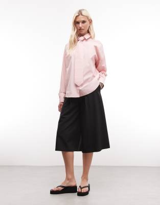 Oversize-Hemd aus Satin in Rosa mit Krawatte Rosa 42