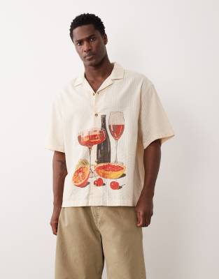 Oversize-Hemd aus Seersucker mit platziertem Print-Neutral Neutral XS