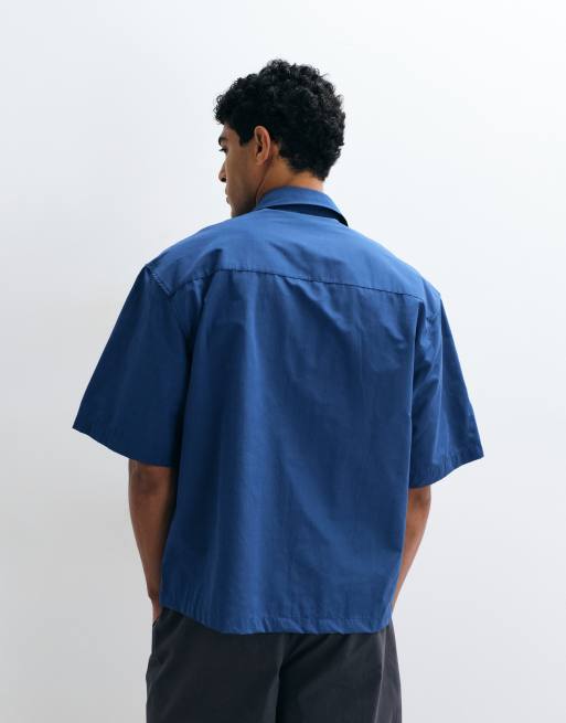 ASOS DESIGN – Oversize-Hemd in Blau mit Aufnäher, 2 von 5