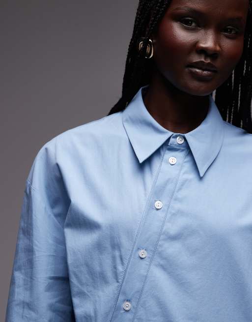 ASOS DESIGN – Oversize-Hemd in Blau mit Wickeldesign, 3 von 4
