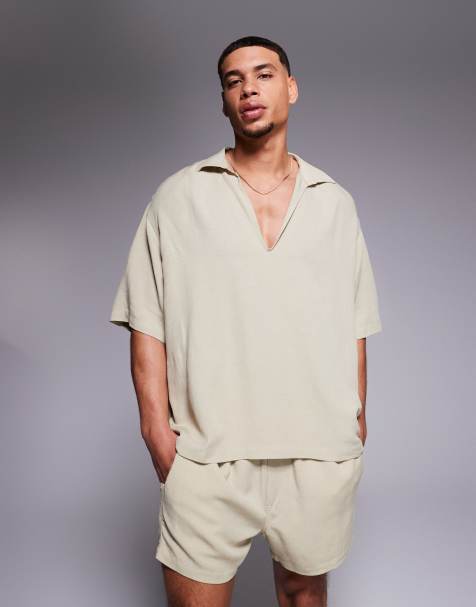 ASOS DESIGN – Oversize-Hemd in Braun aus Leinenmix, Kombiteil - view 1