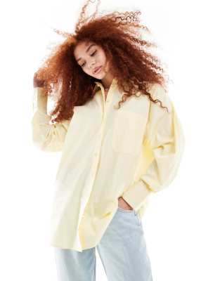 ASOS DESIGN - Oversize-Hemd in Buttermilch-Weiß-Gelb